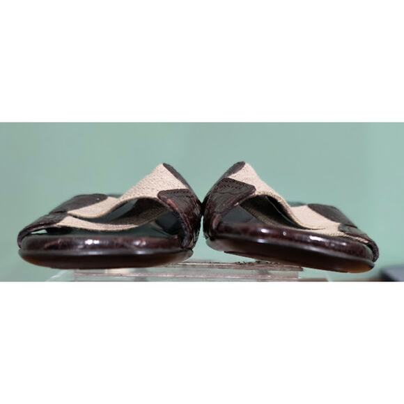 Donald J Pliner Embossed Leather Kitten Heel Sandals, Brown, Beige,  Size 6 - Picture 6 of 7